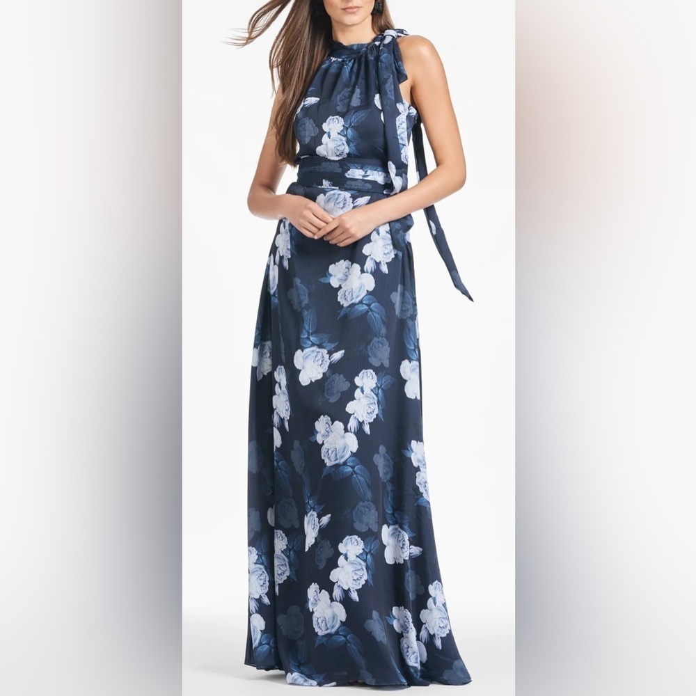 NEW Sachin & Babi Kayla Floral Halter Midnight Glacial Rose Maxi Dress sz 12